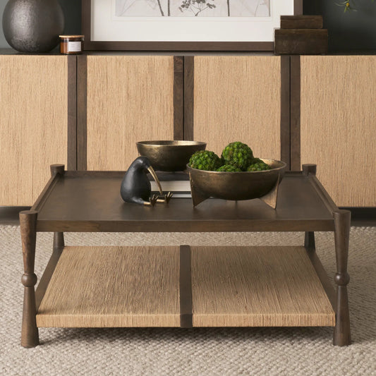Bondi Coffee Table by Mercana in dark brown. Made from solid wood in a unique style.
