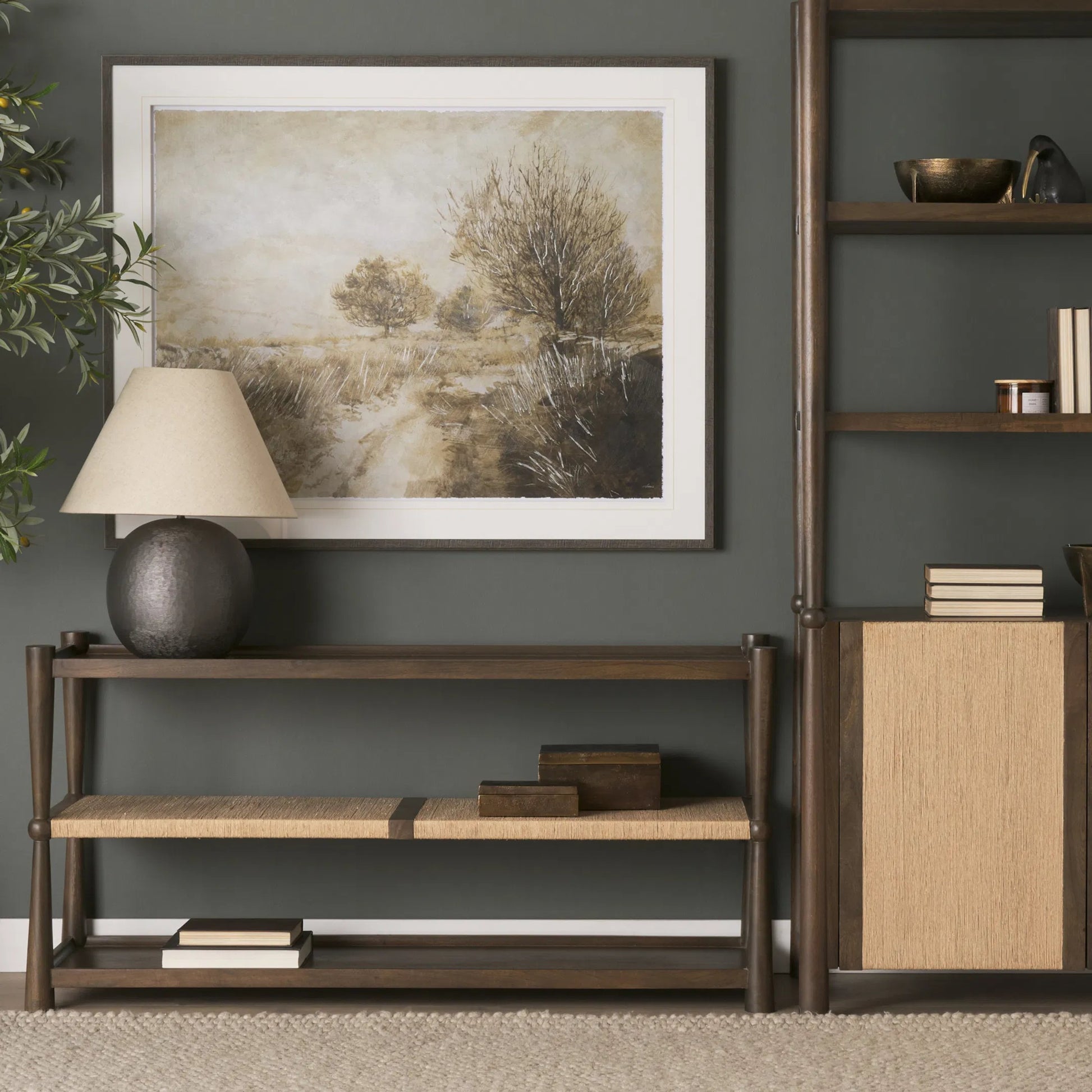 Bondi Console Table by Mercana in dark brown. Made from solid wood in a unique style.