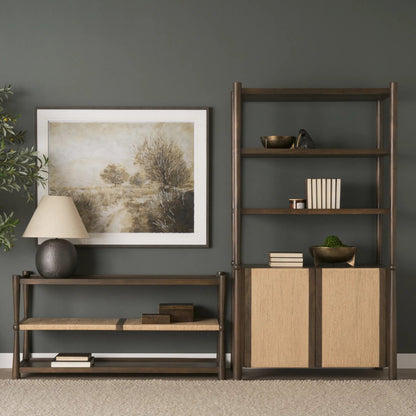 Bondi Open Shelving Unit by Mercana in dark brown. Made from solid wood in a unique style.