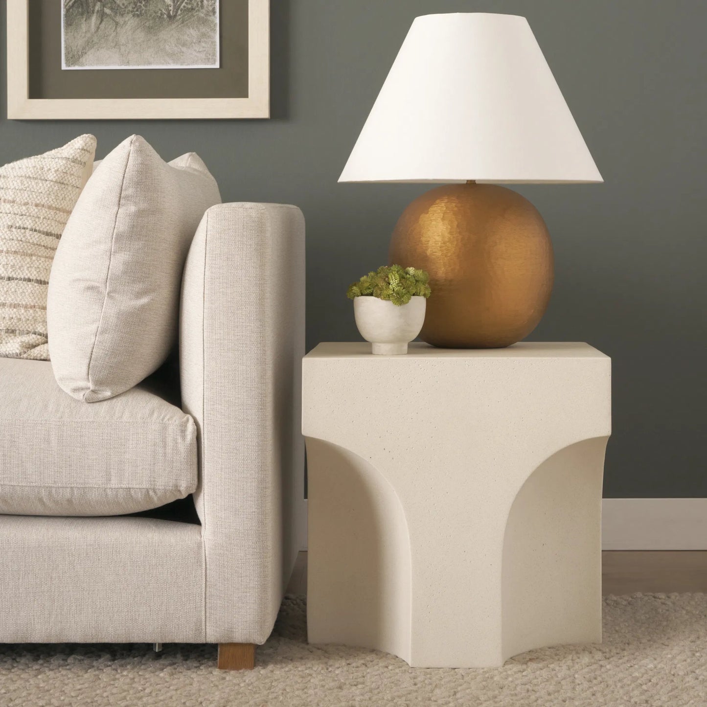 007 SI-2527750 | Lifestyle | Bunda Accent Table by Mercana in ivory. Made from stone in a unique style.