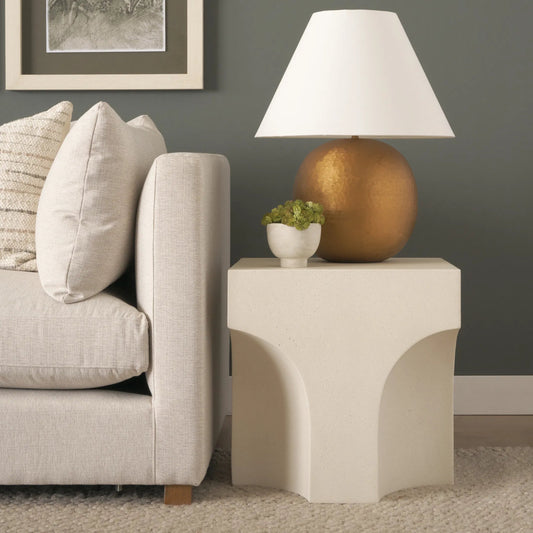 Bunda Accent Table by Mercana in ivory. Made from stone in a unique style.