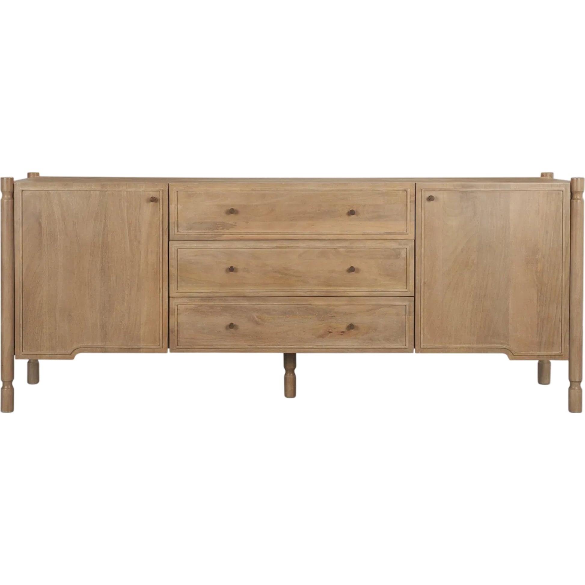 Phil Sideboard by Mercana in light brown. Made from solid wood in a unique style.