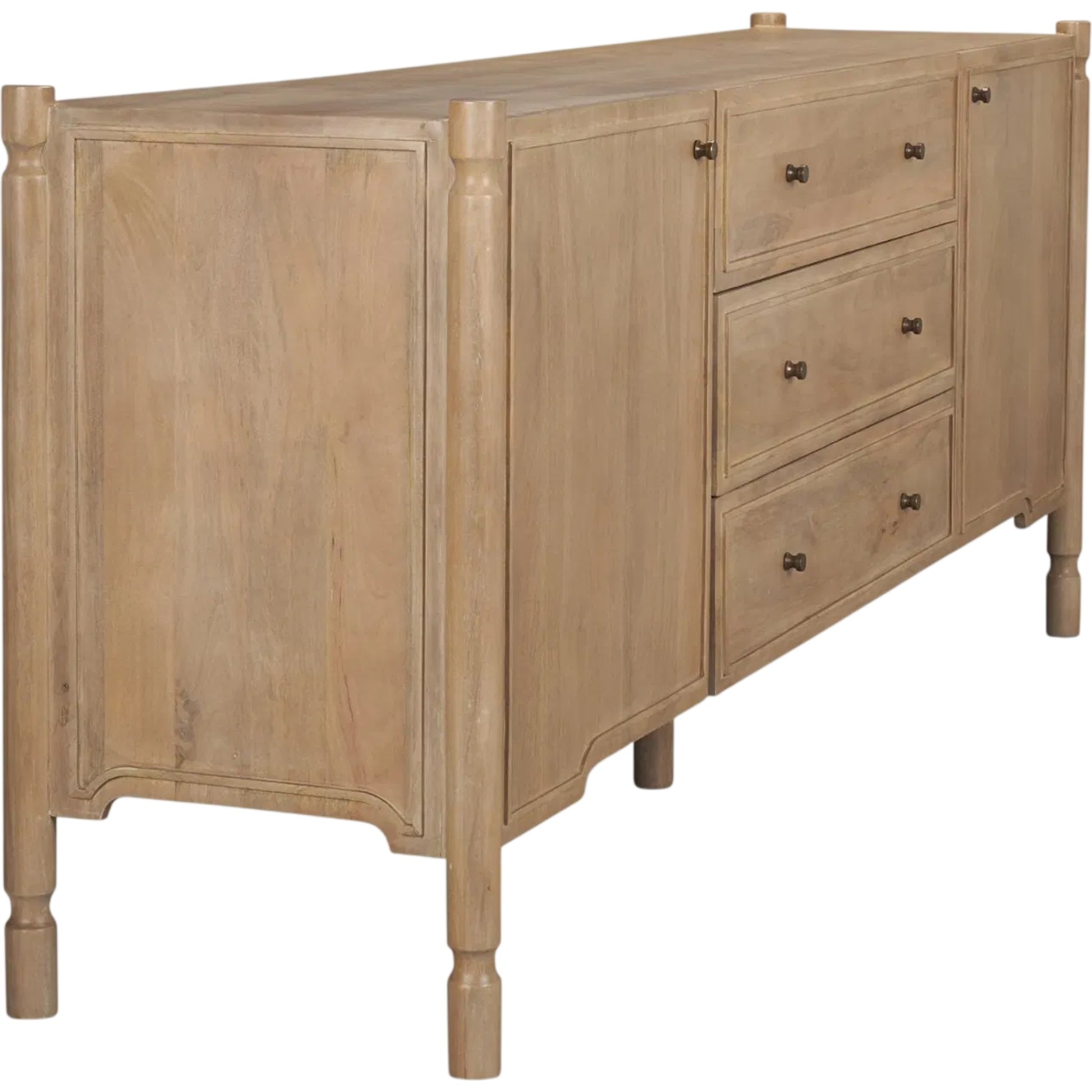 Phil Sideboard by Mercana in light brown. Made from solid wood in a unique style.