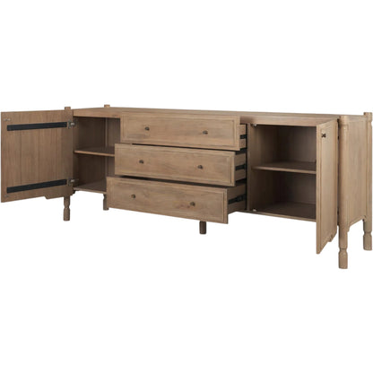 Phil Sideboard by Mercana in light brown. Made from solid wood in a unique style.