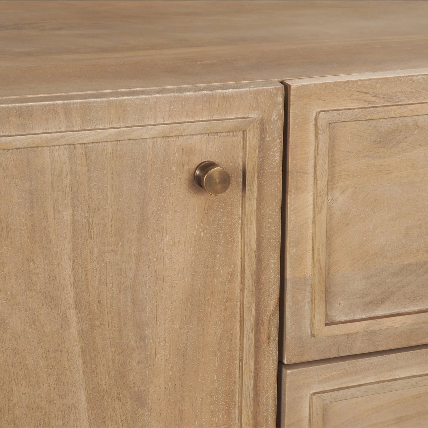 009 SI-2527764 | Closeup | Phil Sideboard by Mercana in light brown. Made from solid wood in a unique style.