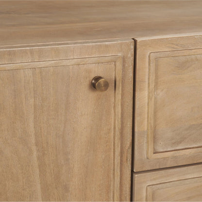 Phil Sideboard by Mercana in light brown. Made from solid wood in a unique style.