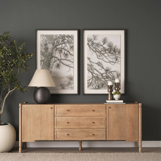 Phil Sideboard by Mercana in light brown. Made from solid wood in a unique style.