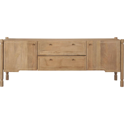 Phil Media Console by Mercana in light brown. Made from solid wood in a unique style.