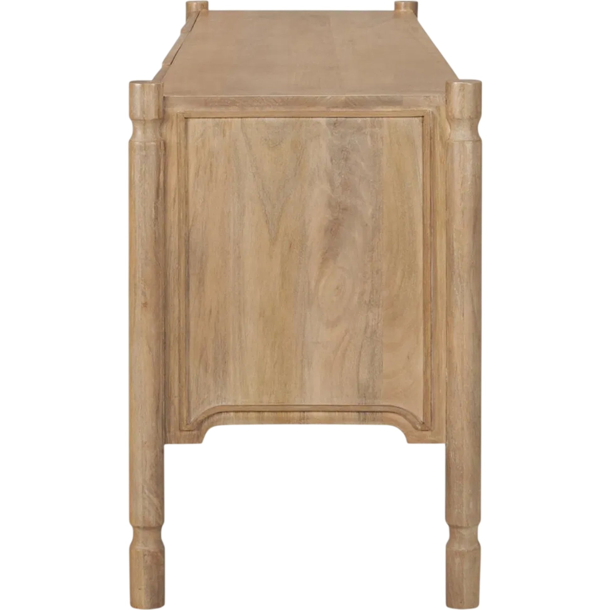 Phil Media Console by Mercana in light brown. Made from solid wood in a unique style.