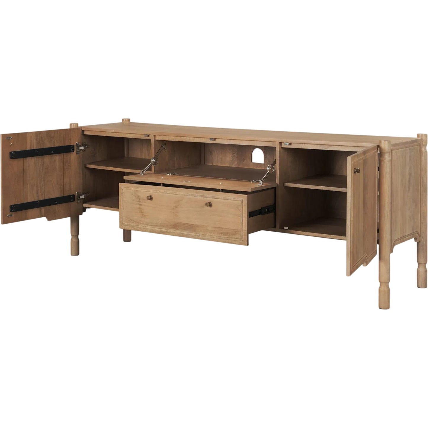 005 SI-2527762 | Additional Silo | Phil Media Console by Mercana in light brown. Made from solid wood in a unique style.