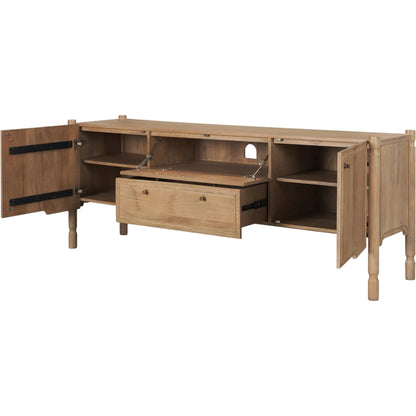 Phil Media Console by Mercana in light brown. Made from solid wood in a unique style.