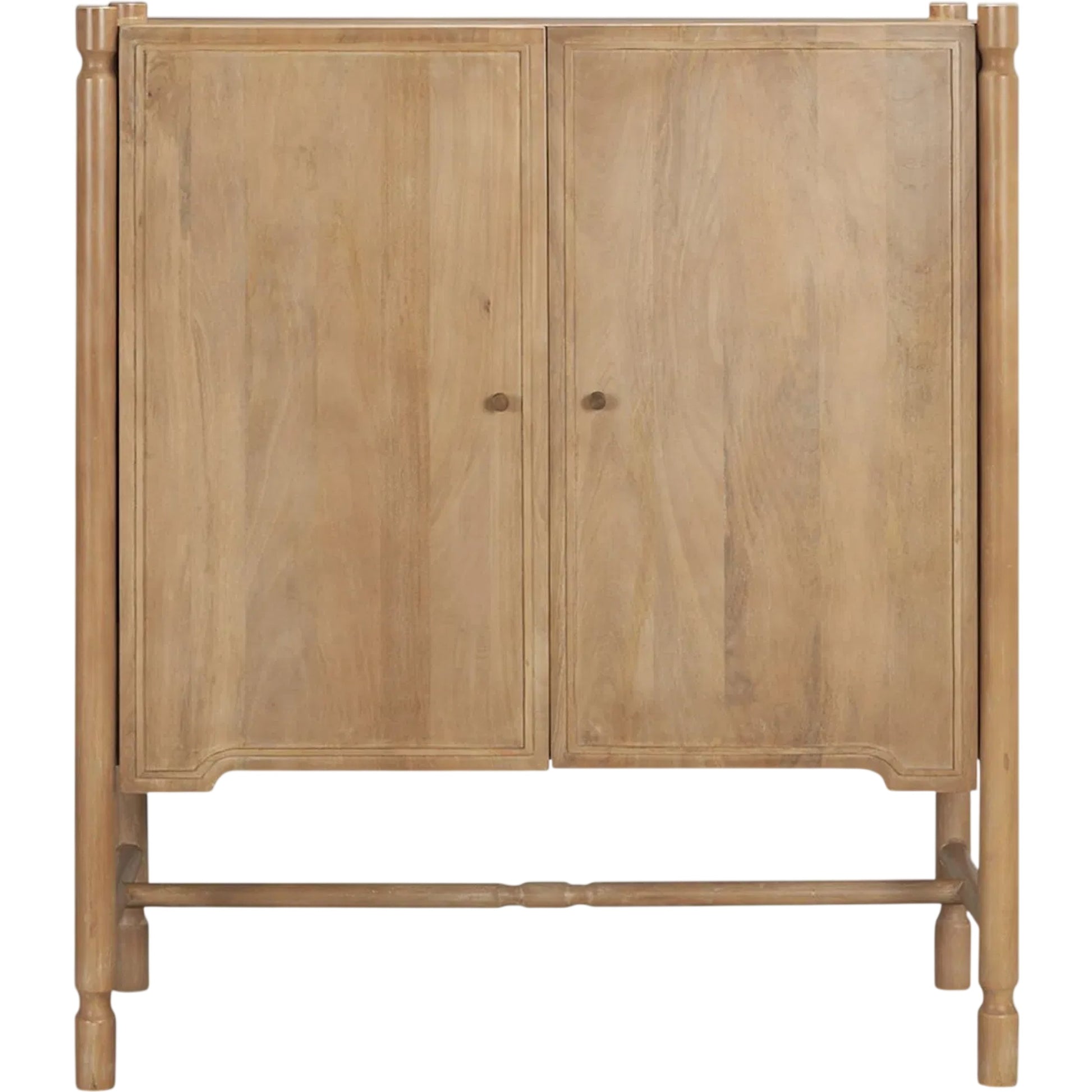 Phil Bar Cabinet by Mercana in light brown. Made from solid wood in a unique style.