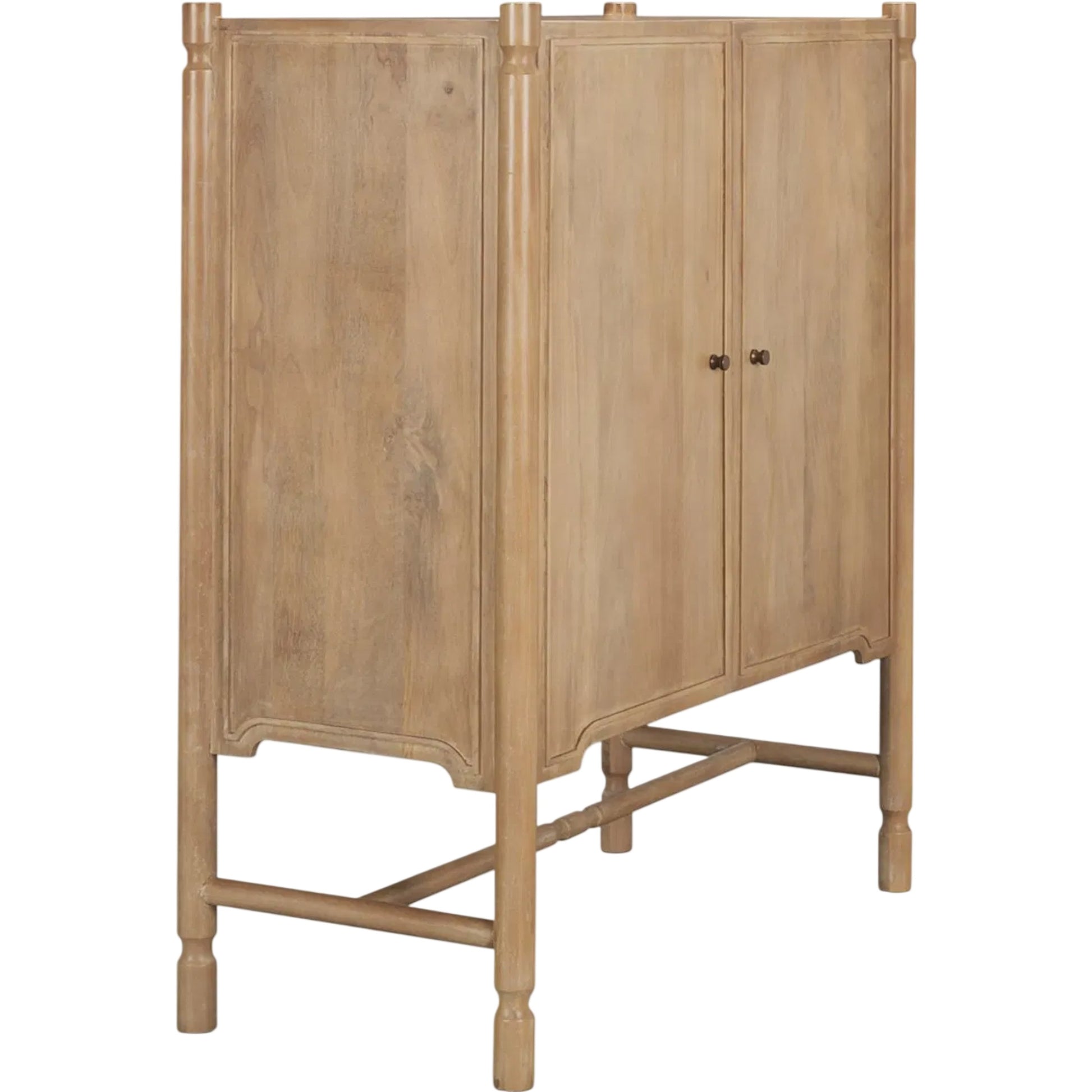 Phil Bar Cabinet by Mercana in light brown. Made from solid wood in a unique style.