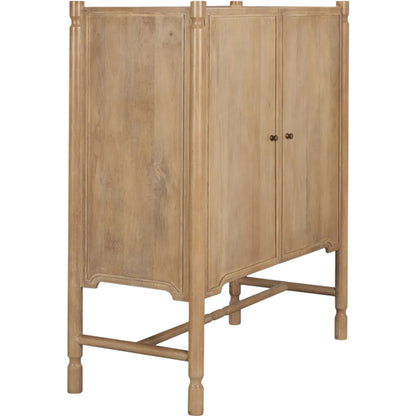 Phil Bar Cabinet by Mercana in light brown. Made from solid wood in a unique style.
