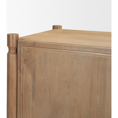 Phil Bar Cabinet by Mercana in light brown. Made from solid wood in a unique style.