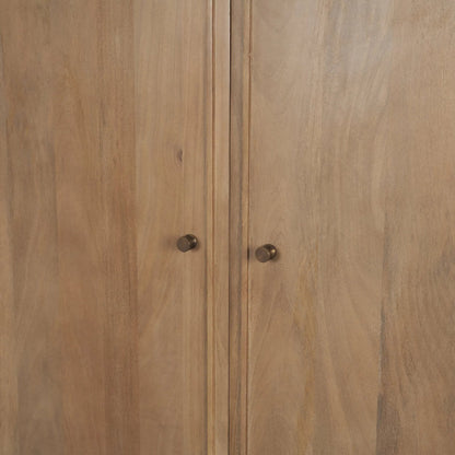 Phil Bar Cabinet by Mercana in light brown. Made from solid wood in a unique style.