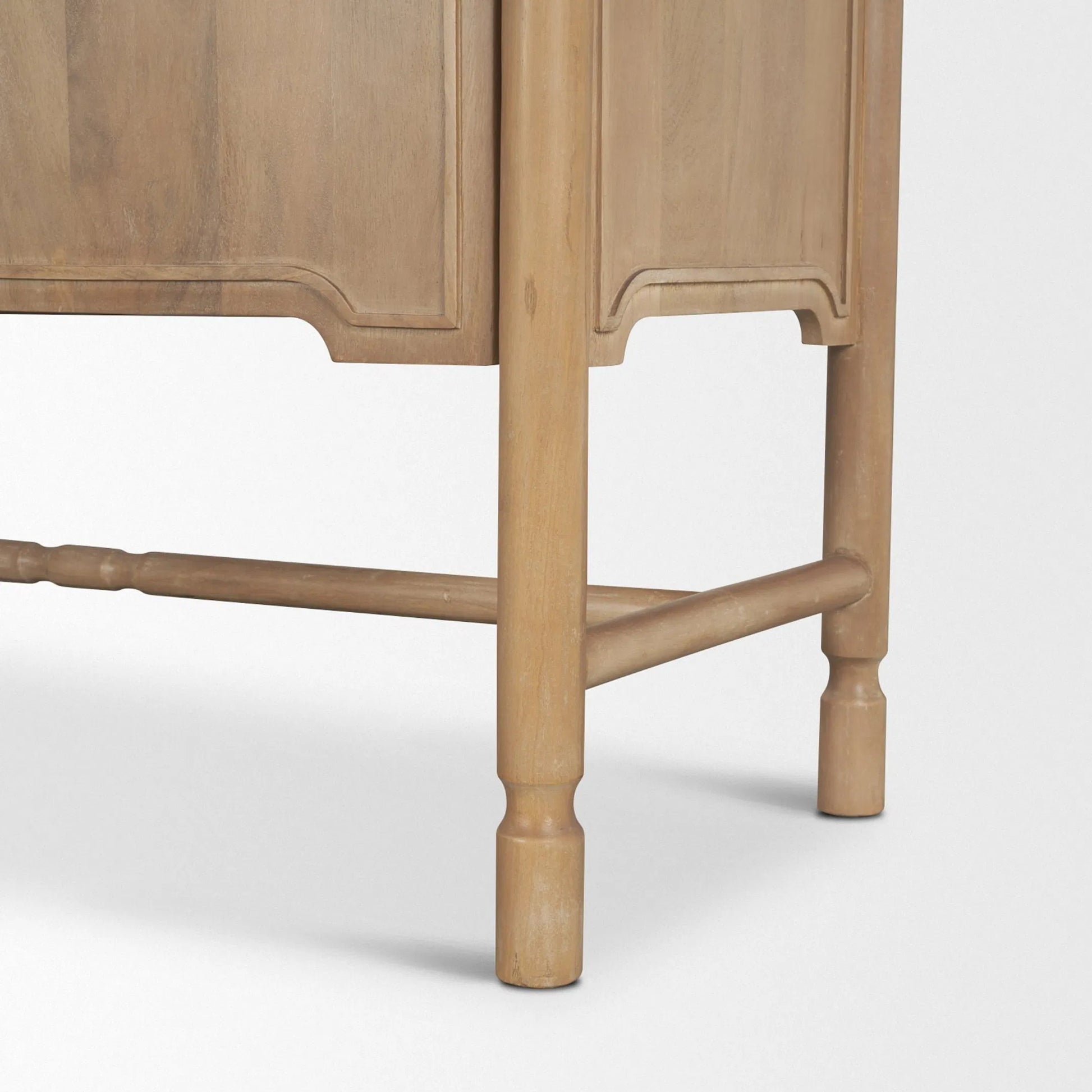 Phil Bar Cabinet by Mercana in light brown. Made from solid wood in a unique style.