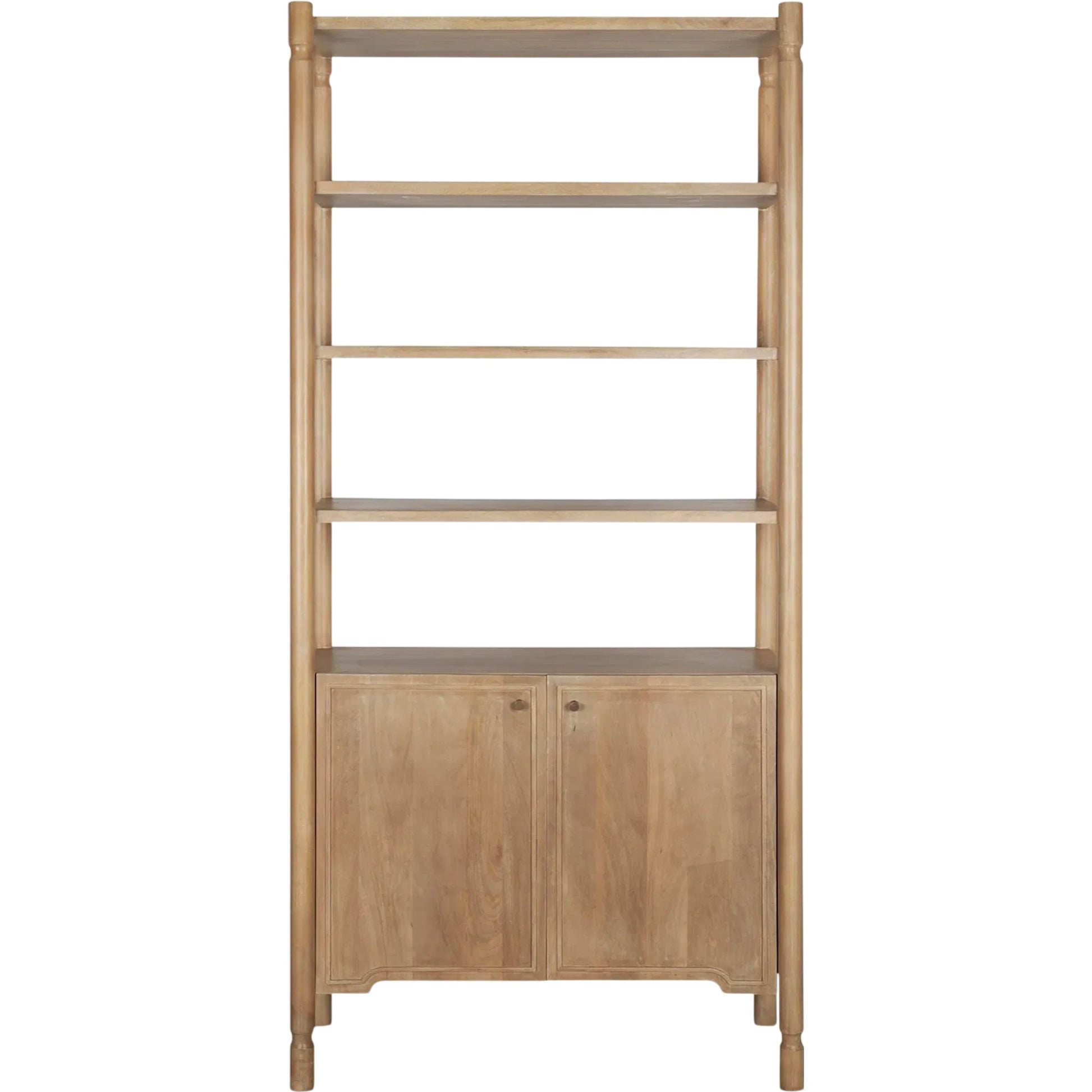 Phil Shelving Unit by Mercana in light brown. Made from solid wood in a unique style.