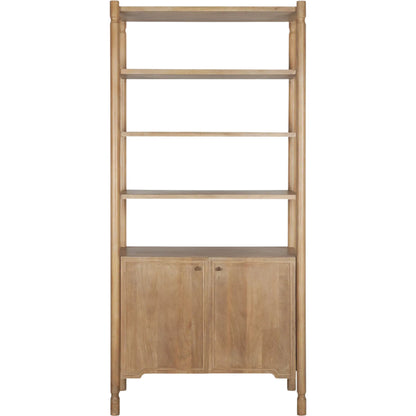 Phil Shelving Unit by Mercana in light brown. Made from solid wood in a unique style.