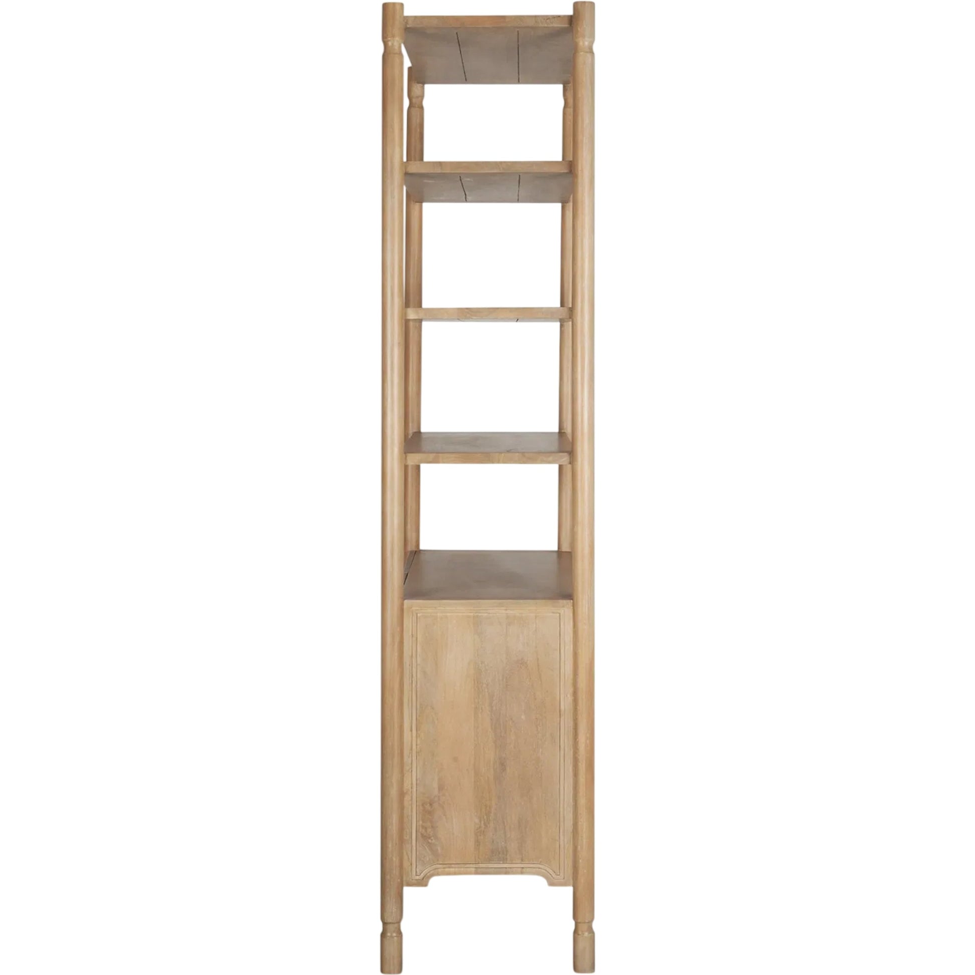 Phil Shelving Unit by Mercana in light brown. Made from solid wood in a unique style.