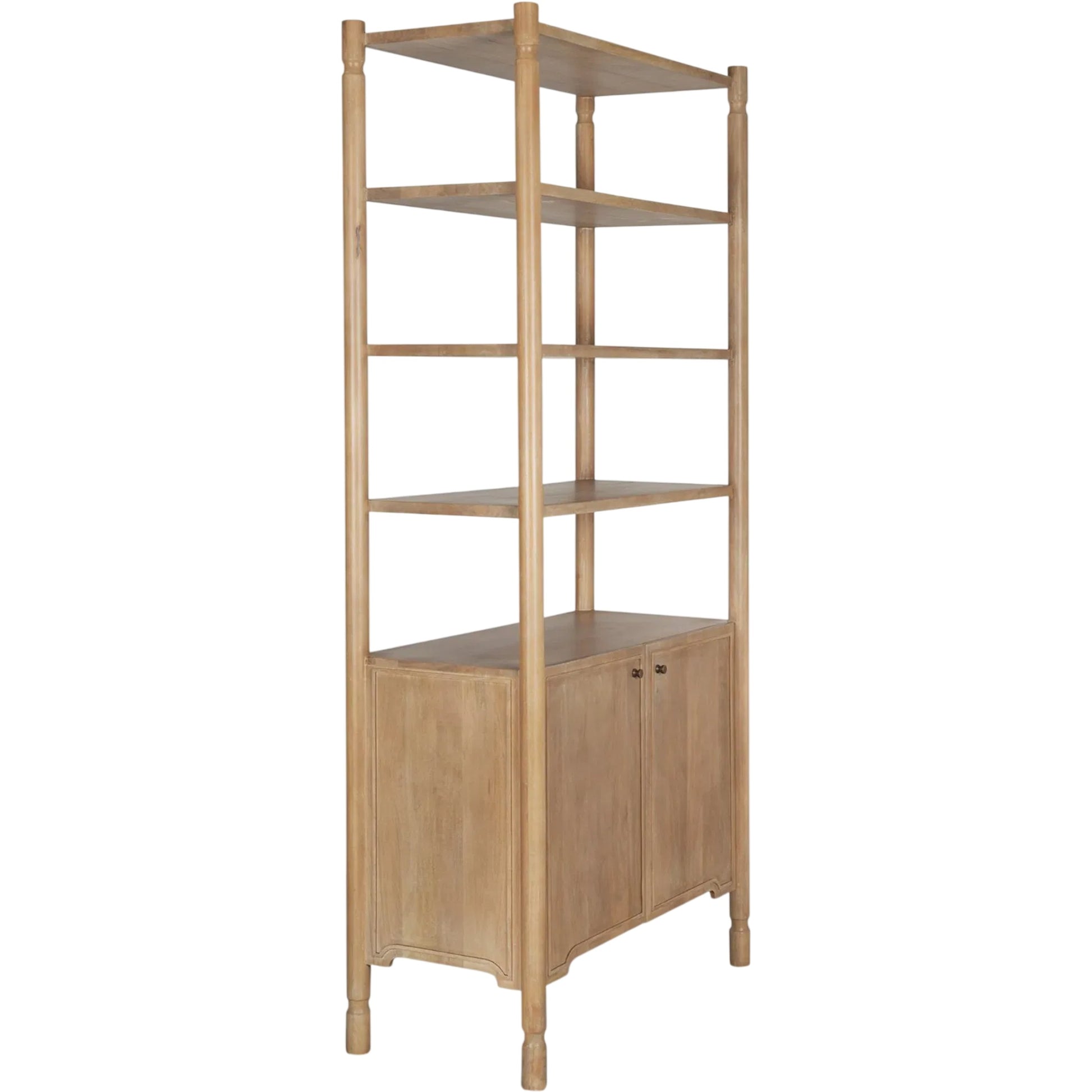 Phil Shelving Unit by Mercana in light brown. Made from solid wood in a unique style.
