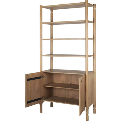 Phil Shelving Unit by Mercana in light brown. Made from solid wood in a unique style.