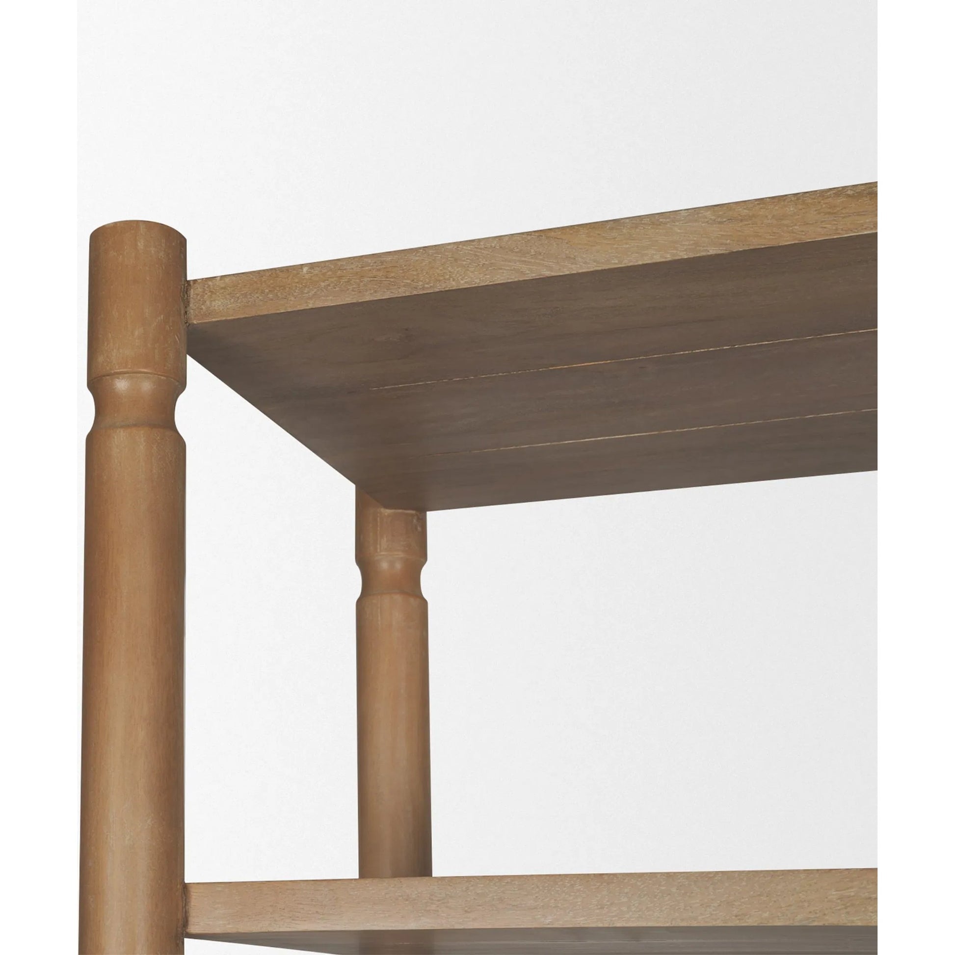 Phil Shelving Unit by Mercana in light brown. Made from solid wood in a unique style.
