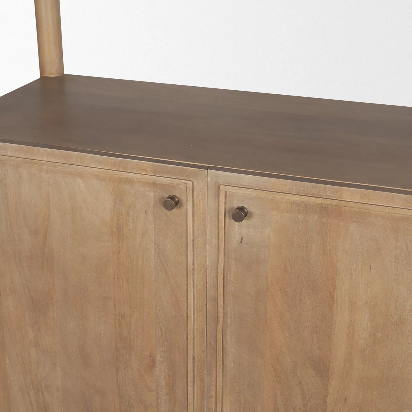 008 SI-2527763 | Closeup | Phil Shelving Unit by Mercana in light brown. Made from solid wood in a unique style.