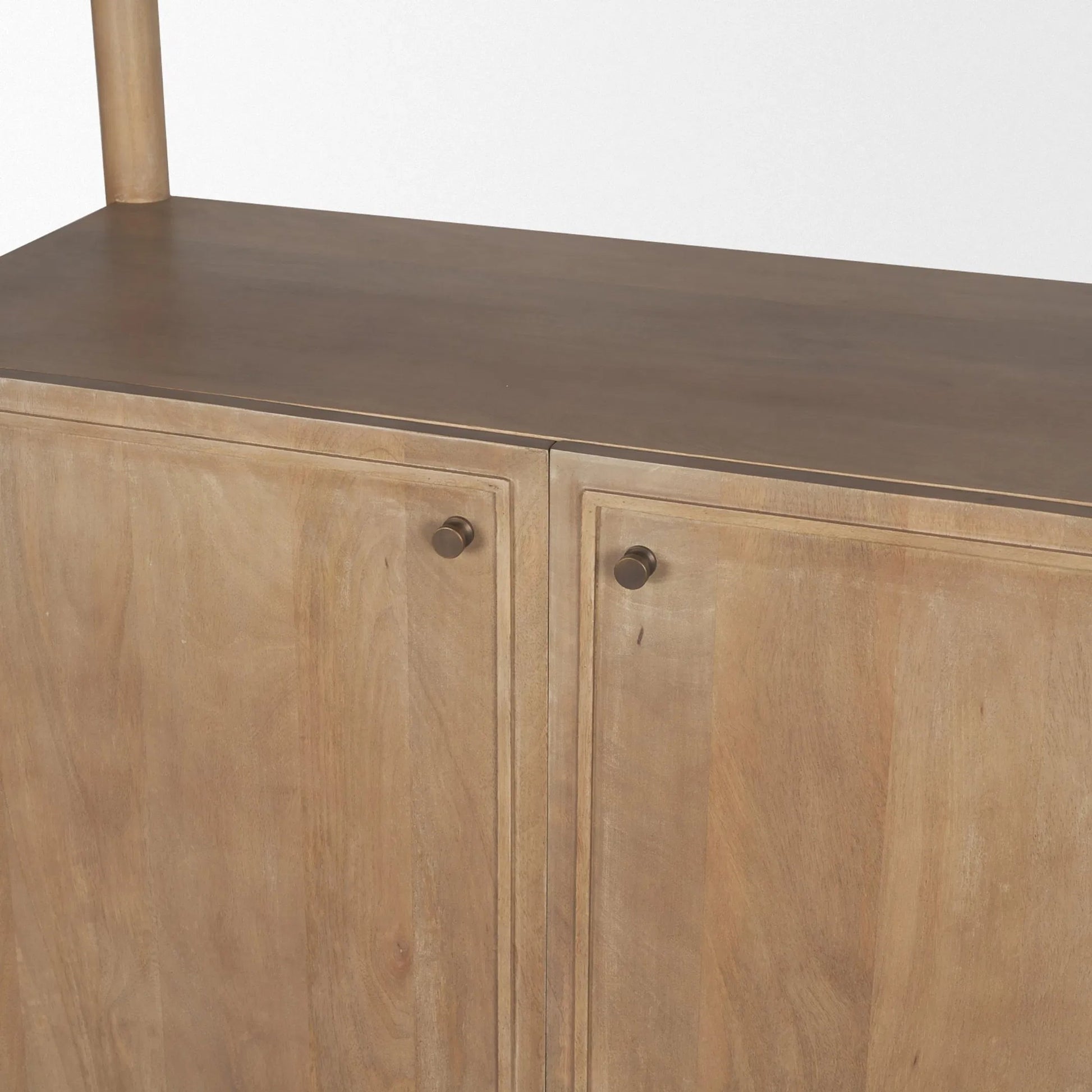 Phil Shelving Unit by Mercana in light brown. Made from solid wood in a unique style.