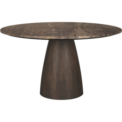 Allyson 54" Dining Table by Mercana in brown. Made from solid wood, stone in a unique style.