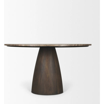 Allyson 54" Dining Table by Mercana in brown. Made from solid wood, stone in a unique style.