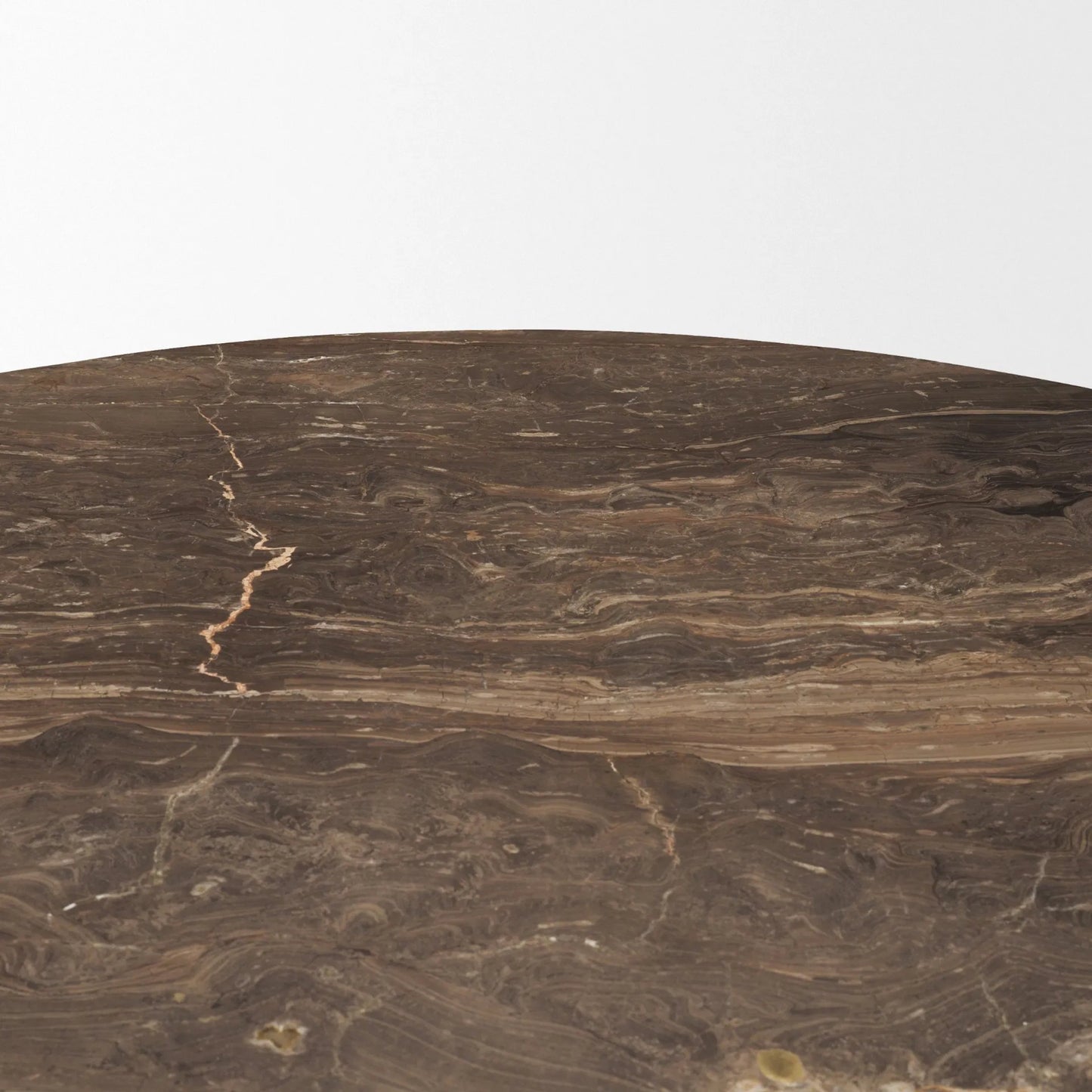 004 SI-2527742 | Closeup | Allyson 54" Dining Table by Mercana in brown. Made from solid wood, stone in a unique style.