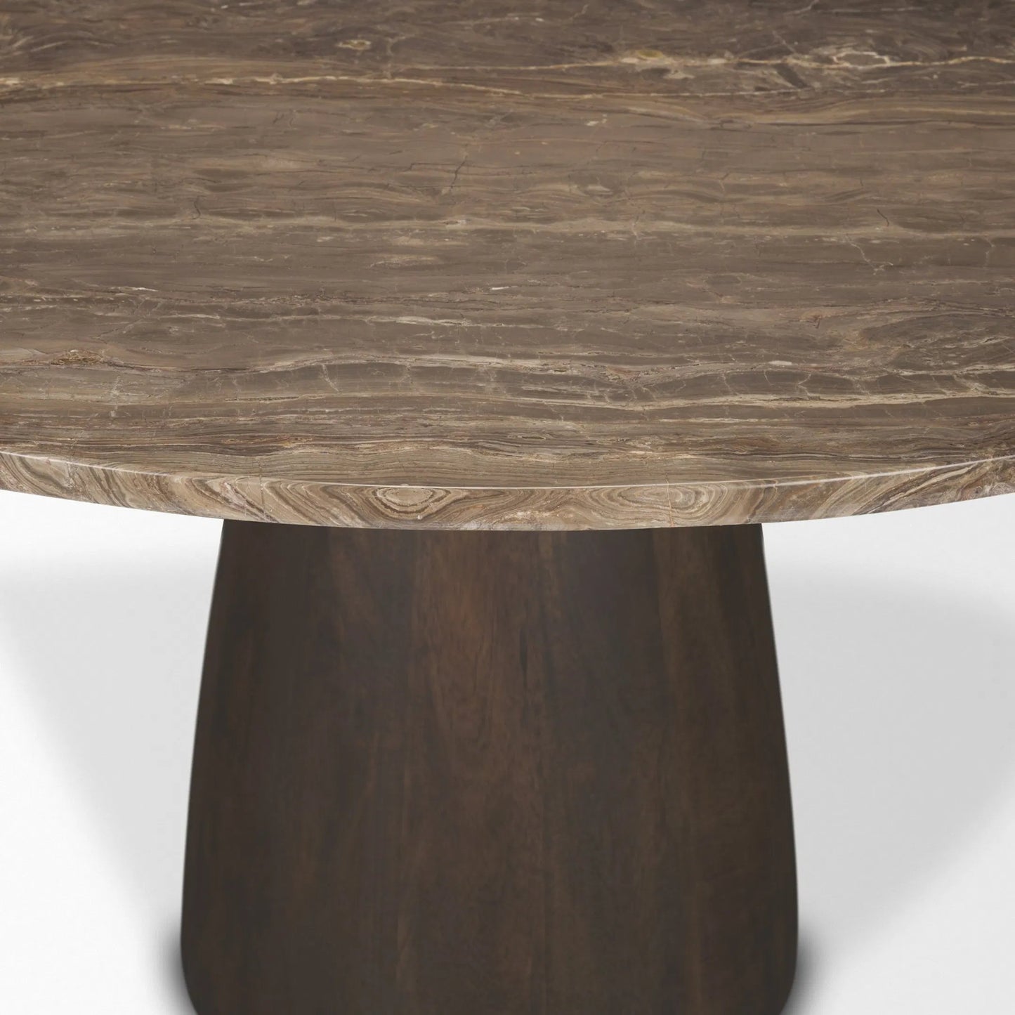 005 SI-2527742 | Closeup | Allyson 54" Dining Table by Mercana in brown. Made from solid wood, stone in a unique style.
