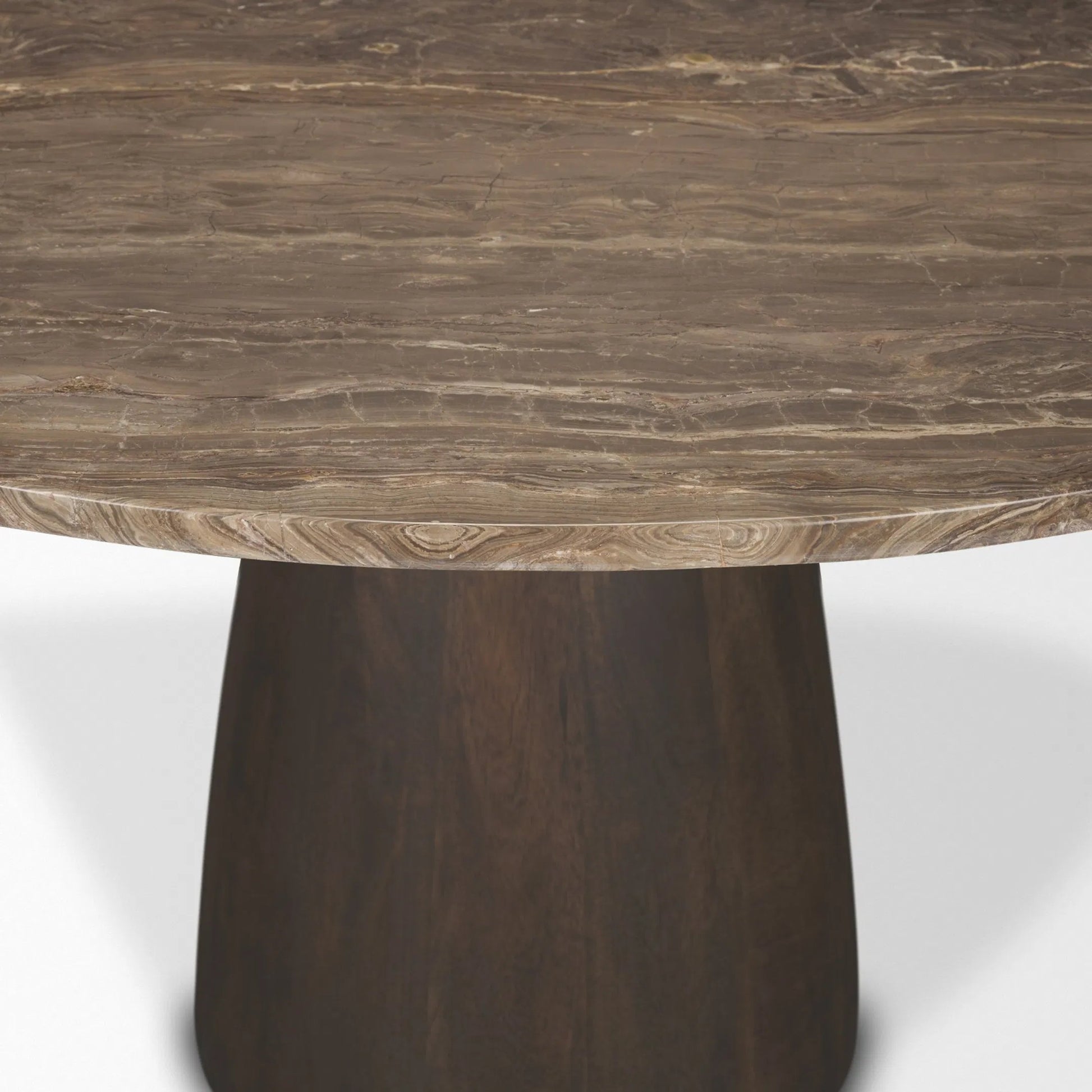 Allyson 54" Dining Table by Mercana in brown. Made from solid wood, stone in a unique style.
