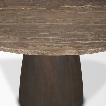 Allyson 54" Dining Table by Mercana in brown. Made from solid wood, stone in a unique style.