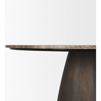 Allyson 54" Dining Table by Mercana in brown. Made from solid wood, stone in a unique style.