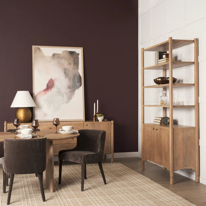 Phil Shelving Unit by Mercana in light brown. Made from solid wood in a unique style.