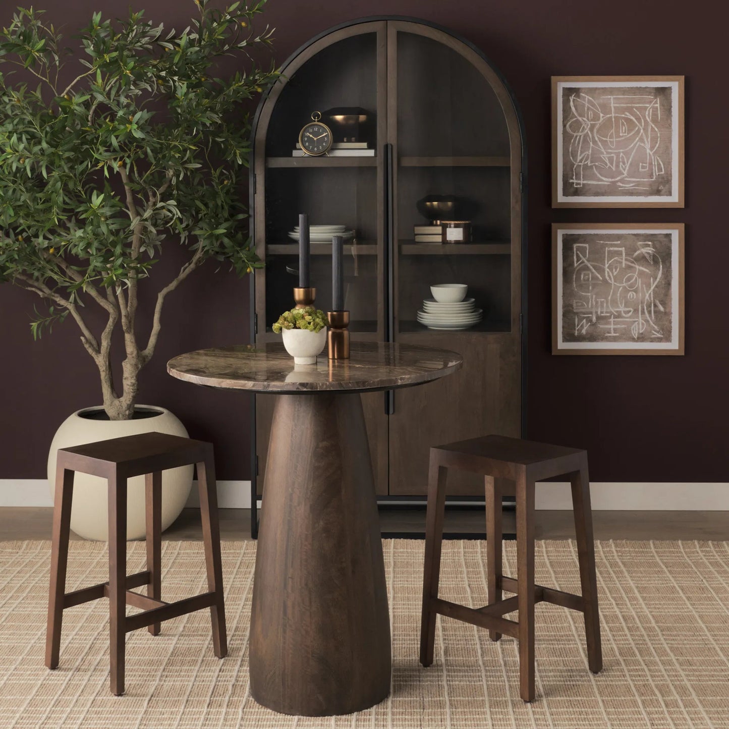012 SI-2527740 | Lifestyle | Allyson 32" Bistro Table by Mercana. Made from solid wood, stone in a modern style.