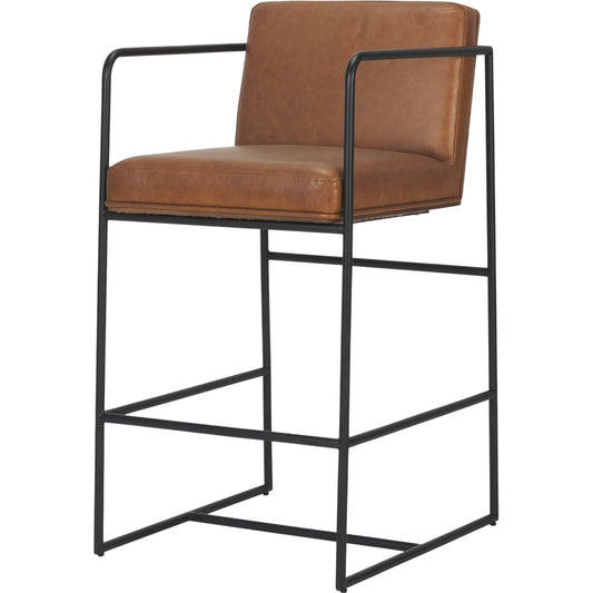Stamford Leather Counter Stool by Mercana. Made from metal in a traditional style.