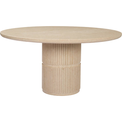 Sorrano 59" Dining Table by Mercana in beige. Made from marble in a unique style.