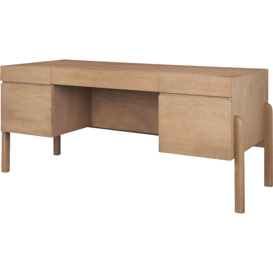 Trellyn Desk by Mercana in light brown. Made from solid wood in a unique style.