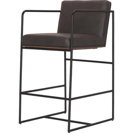 Stamford Counter Stool by Mercana in dark brown. Made from metal in a unique style.