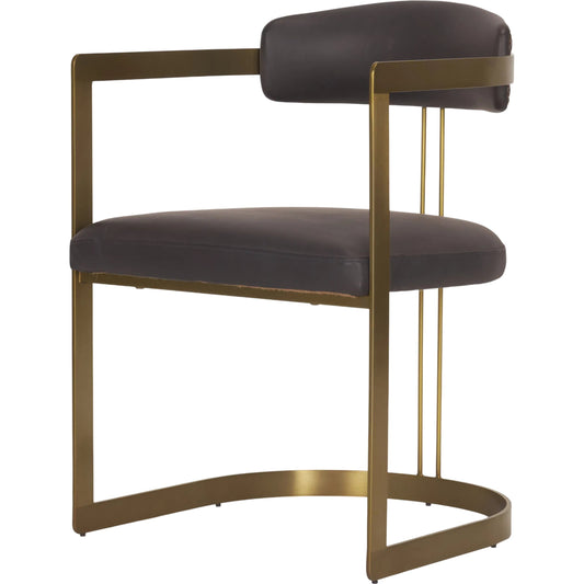 Hollyfield Leather Dining Chair by Mercana. Made from metal in a modern style.