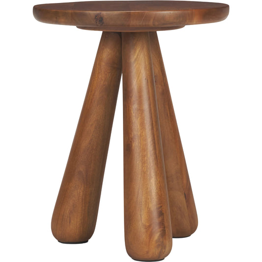 Mora Accent Table by Mercana in medium brown. Made from solid wood in a unique style.