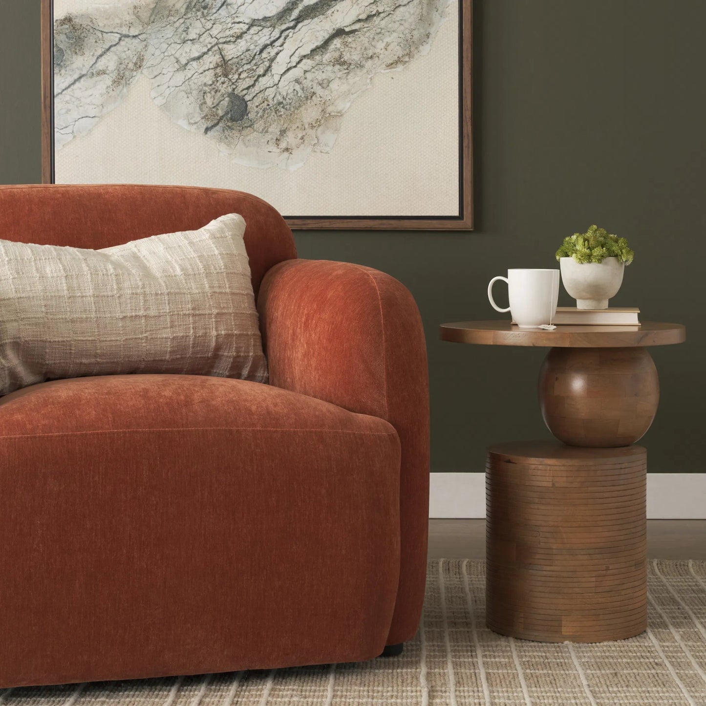 011 SI-2540795 | Lifestyle | Stack Accent Table by Mercana in light brown. Made from solid wood in a unique style.