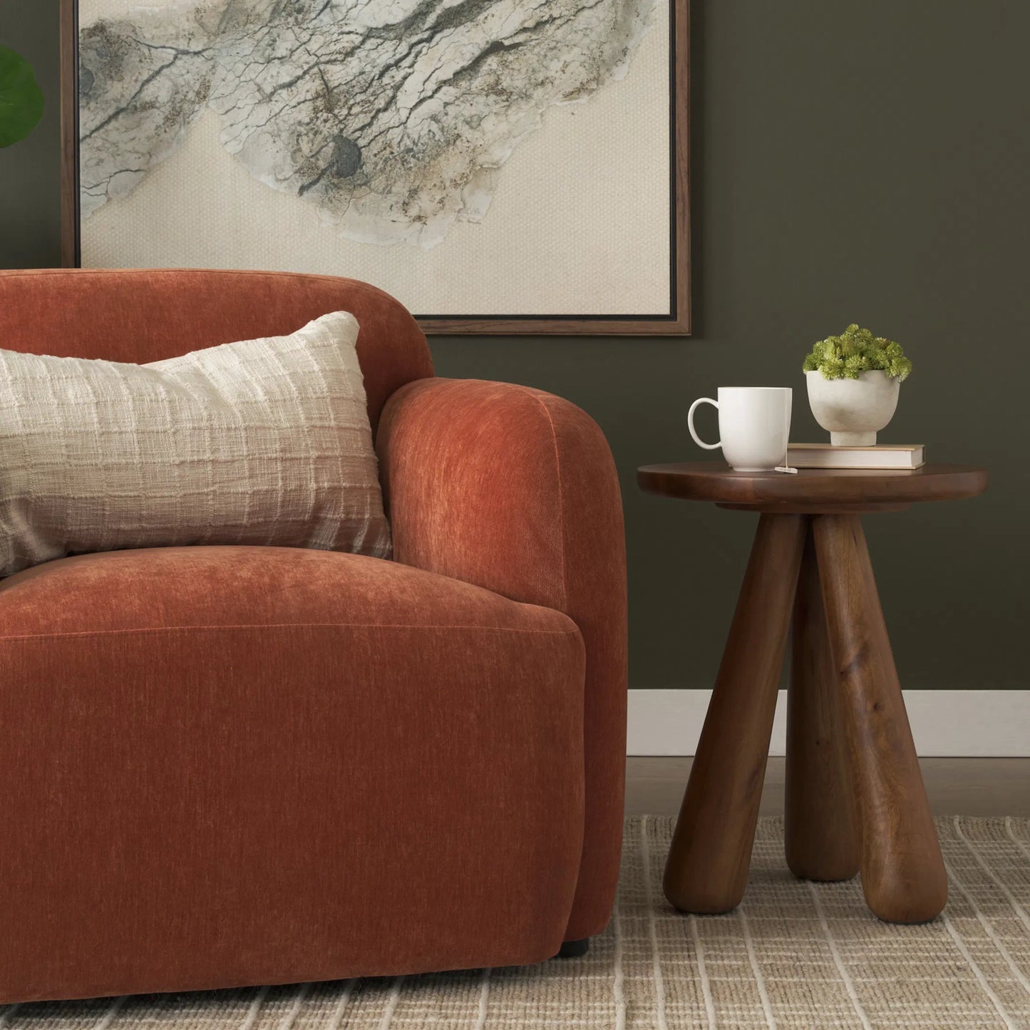 008 SI-2540767 | Lifestyle | Mora Accent Table by Mercana in medium brown. Made from solid wood in a unique style.