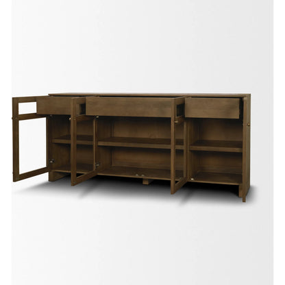 Suri Sideboard by Mercana in light brown. Made from solid wood in a transitional style.
