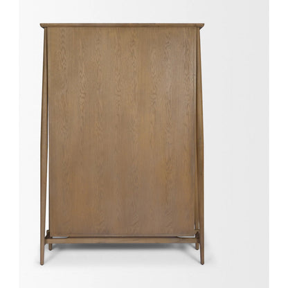 Hollis Curio Cabinet by Mercana in brown. Made from manufactured wood in a unique style.