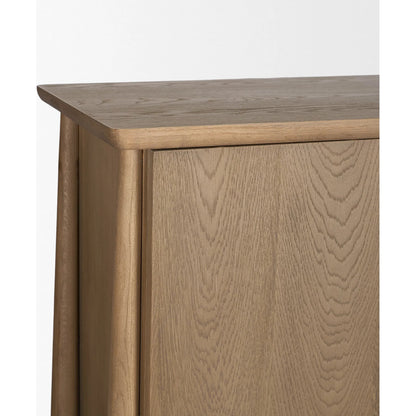 Hollis Curio Cabinet by Mercana in brown. Made from manufactured wood in a unique style.
