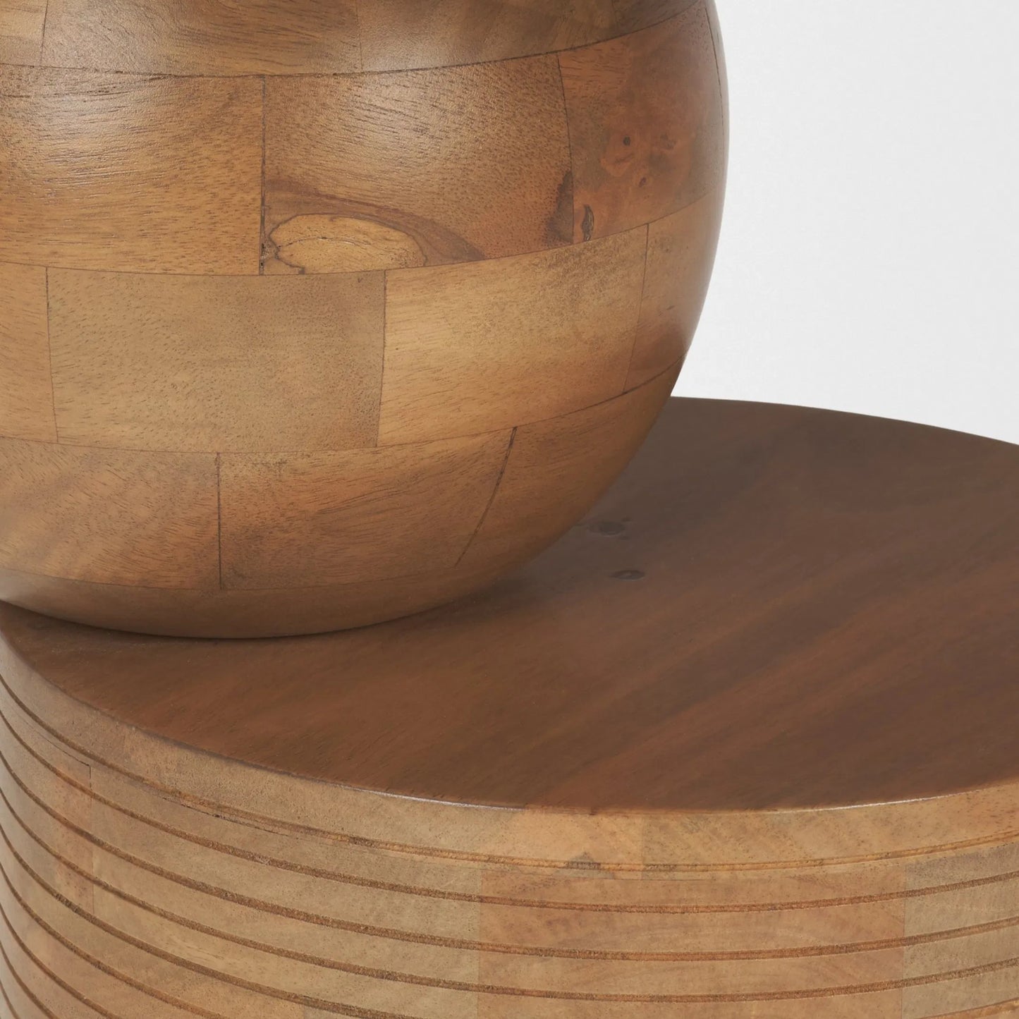008 SI-2540795 | Closeup | Stack Accent Table by Mercana in light brown. Made from solid wood in a unique style.
